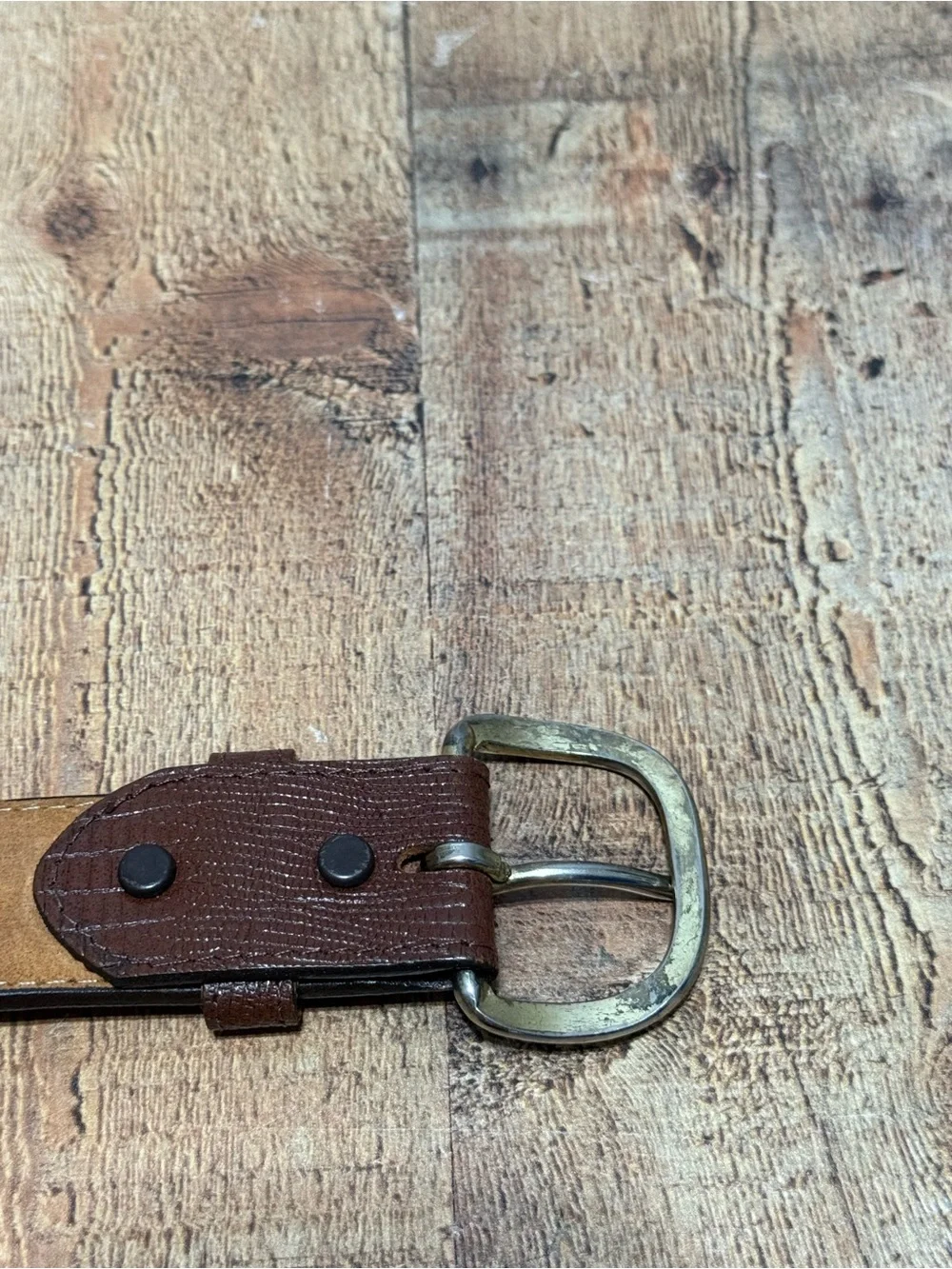 Belt Lizard Grain Cowhide Leather Men's Belt Brown Made in USA Size 40 GUC Pre o